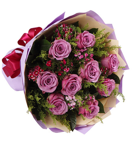 花袭人-紫玫瑰9枝,石竹梅