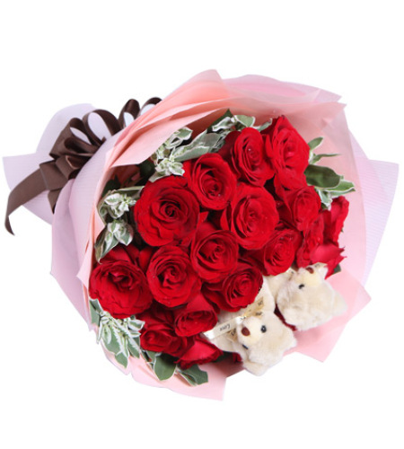 守护爱情-19枝红玫瑰，2只5寸小熊