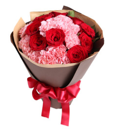 你的笑靥-13枝粉康乃馨，9枝红玫瑰