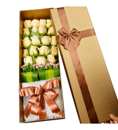 高级定制花盒-19朵香槟玫瑰