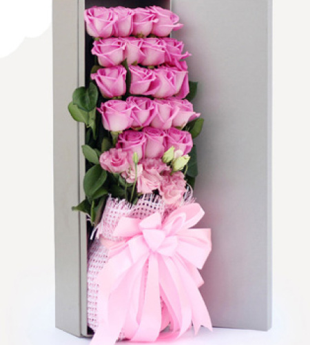 经典魅影-优质紫玫瑰19朵鲜花礼盒
