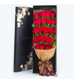 花正盛开-19朵红玫瑰礼盒