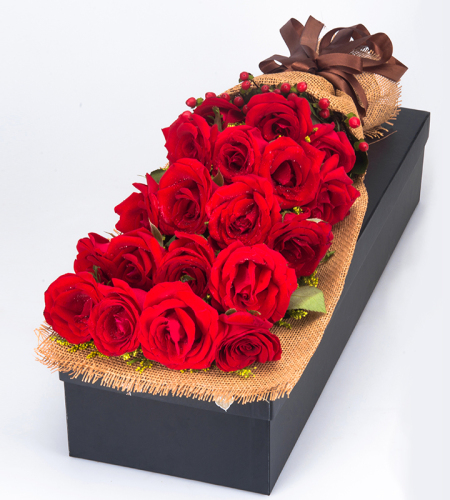 花正盛开-19朵红玫瑰礼盒