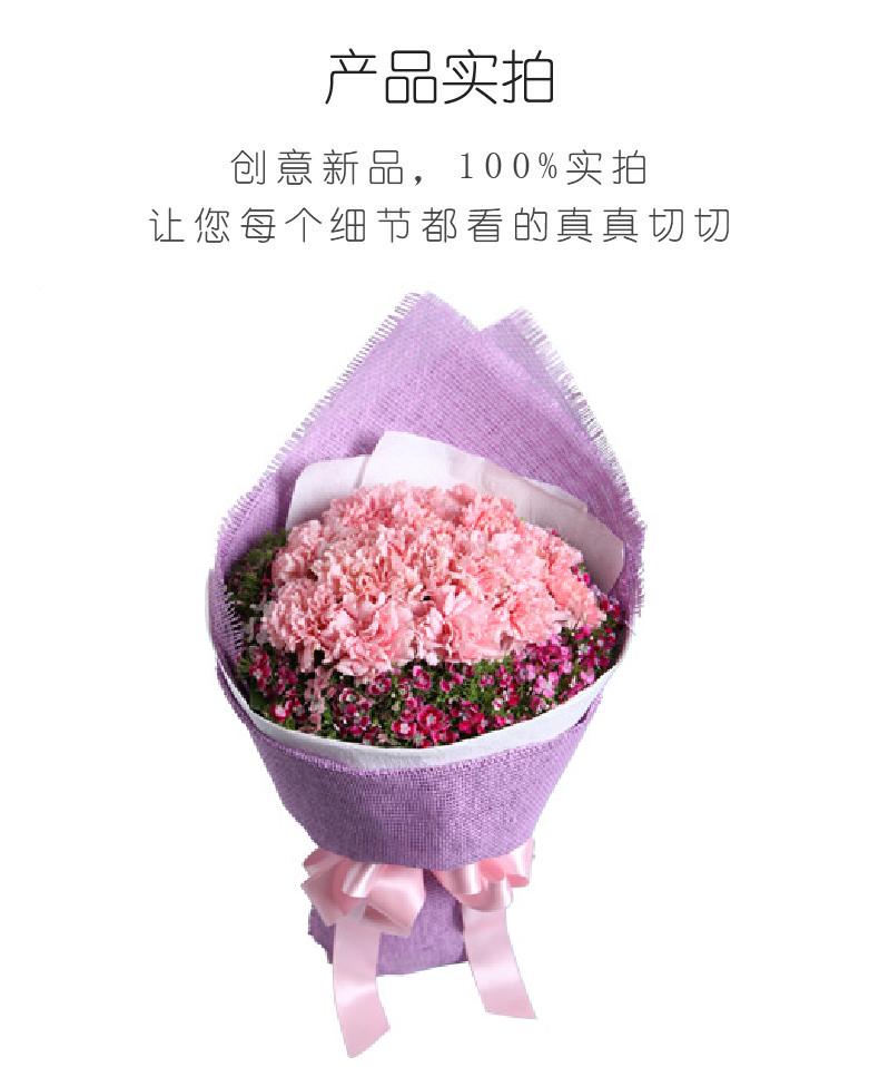美丽春漾-16枝粉色康乃馨,石竹梅实拍图片
