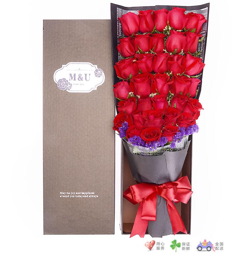 33朵红玫瑰礼盒-鲜花速递