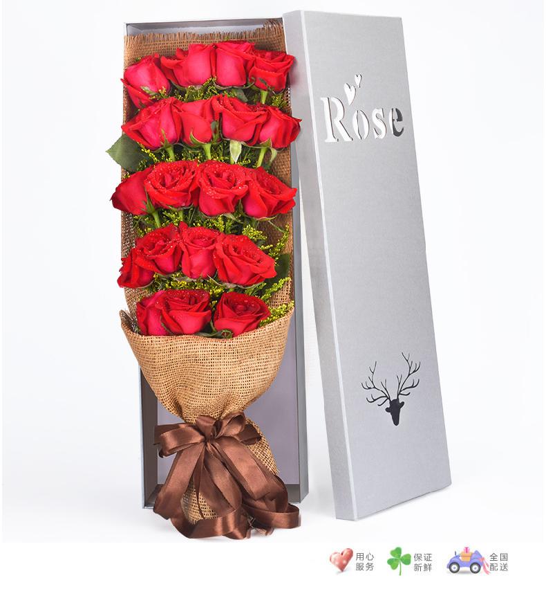 情念一生-19朵红玫瑰礼盒-鲜花速递